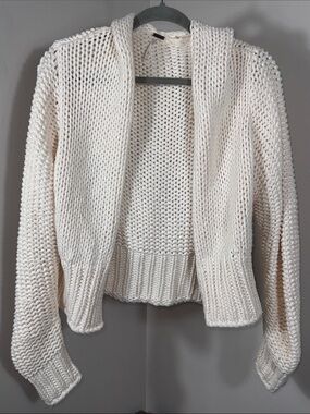 Free People Chunky Open-Front Cream Knit Cardigan